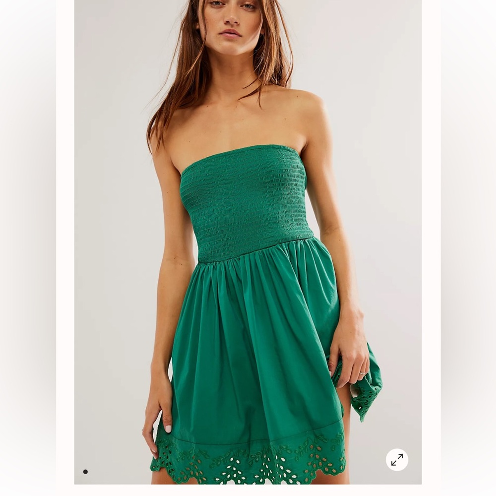 Free People milla Strapless Dress in Emerald Green